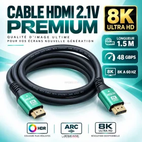 Cable HDMI 2 1V Premium 8K Ultra HD 48Gbps 1 5M
