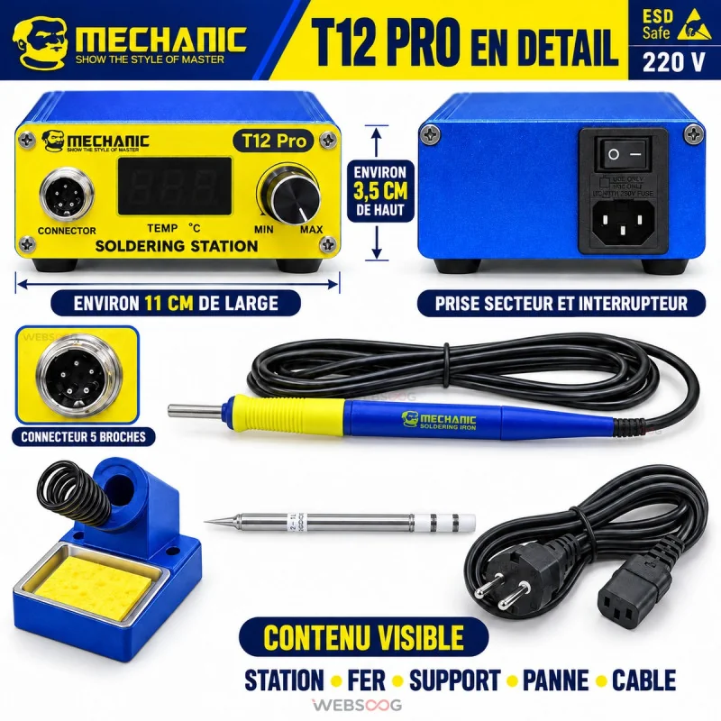 Station de Soudage Compacte MECHANIC T12 Pro 220V ESD