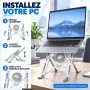 Support PC Portable Pliable Avec Ventilateur Central