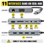 Hub USB C 11 en 1 HDMI VGA LAN SD TF Audio PD