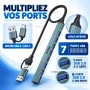 Hub USB A et USB C Onten OTN UCA9702 7 Ports