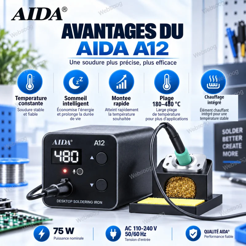 Station de Soudage AIDA A12 75W Temperature Reglable 180 a 480C
