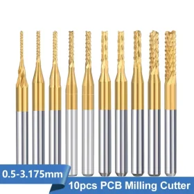 3.175 6mm PCB Milling Cutter Set 10pcs 0.5-3.175mm