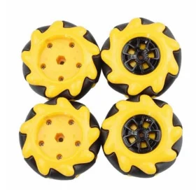 Roues Mecanum Jaunes 60mm Lot de 4 Compatibles avec Accouplements de 6,7 mm