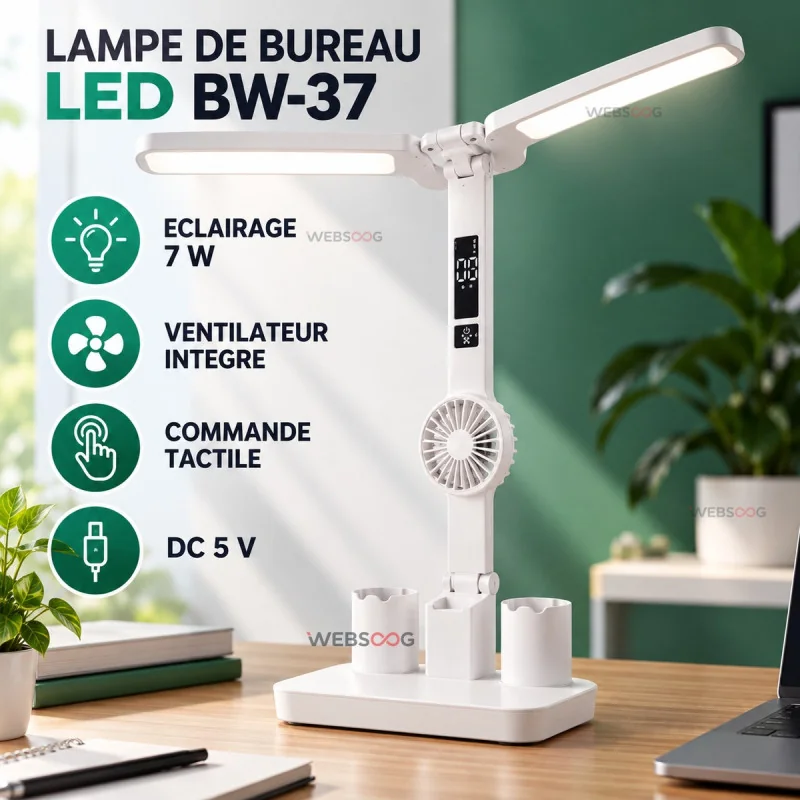Lampe de Bureau LED BW 37 7W Avec Ventilateur