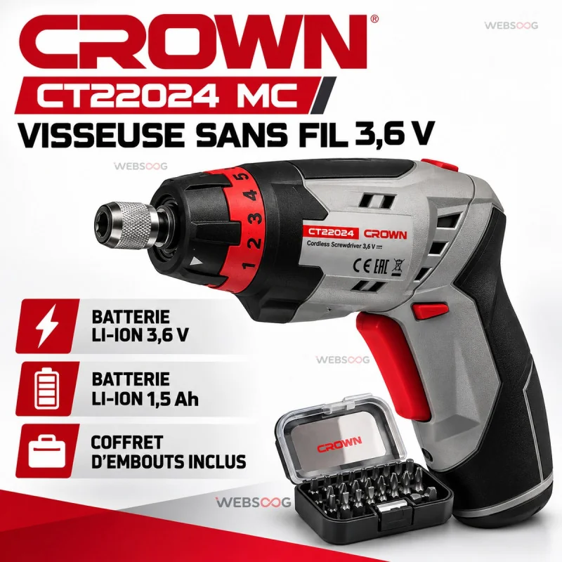 Tournevis Sans Fil CROWN CT22024 MC 3 6V