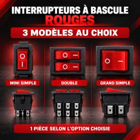 Interrupteurs a Bascule Rouges 3 Modeles