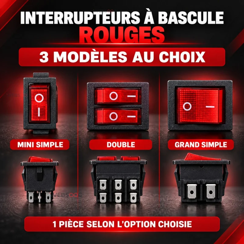 Interrupteurs a Bascule Rouges 3 Modeles
