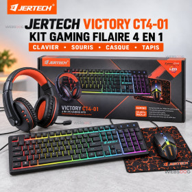Ensemble Gamer JERTECH CT4-01 : Clavier, Souris, Casque et Tapis de Souris Filaire