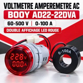Ampèremètre Voltmètre Numérique AC BOOI 50-500V 0-100A AD22-22DVA