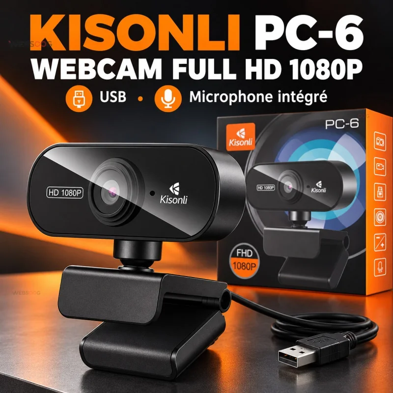 Webcam USB Kisonli PC6 Full HD 1080P