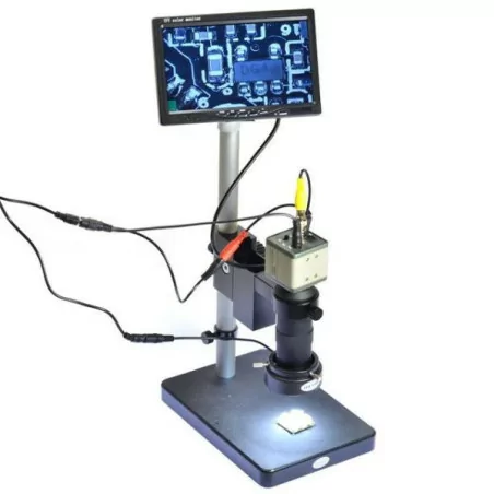 MICROSCOPE Small Table + Zoom X150- + Camera Sony CCD, 700TVL, BNC + CROSS Bracket + MONITOR 7\" BNC