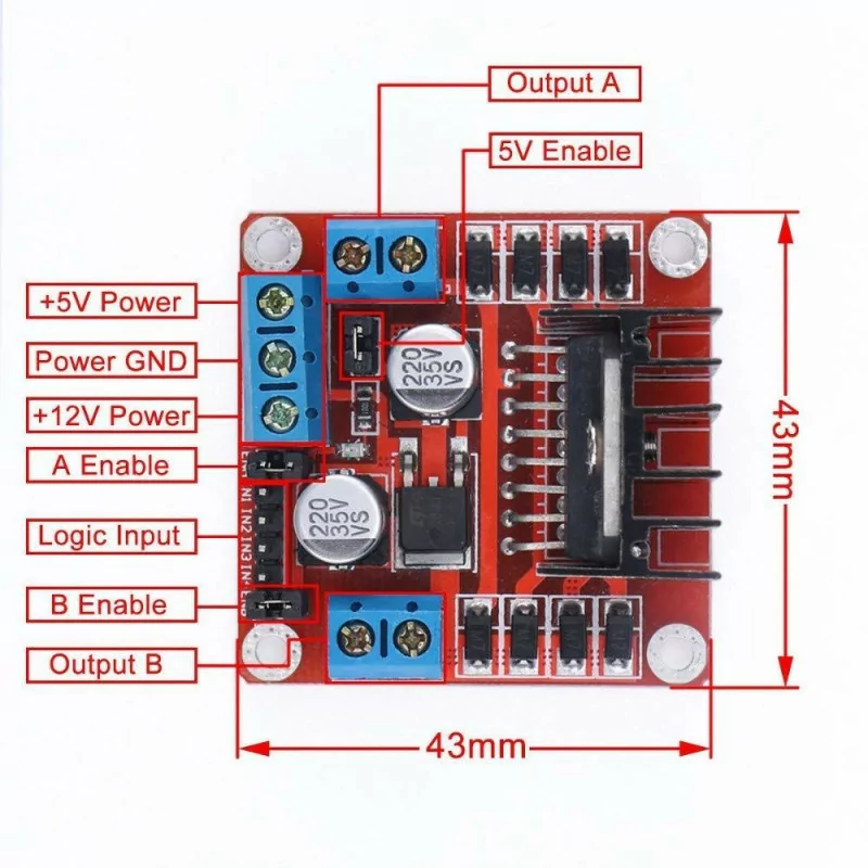 L298N DC Stepper Motor Drive Controller Board Module Dual H Bridge