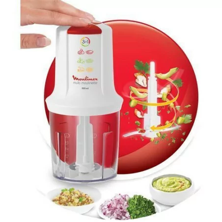 MOULINEX MINI HACHOIR MULTI MOULINETTE 3EN1 - AT710131 BLANC 0,5L 400W - 2VITESSEnc 0,5L 400W - 2Vitesse 3