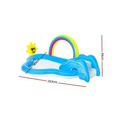 Piscine arc-en-ciel toboggan jouer au-dessus des piscines gonflables pour enfants au sol