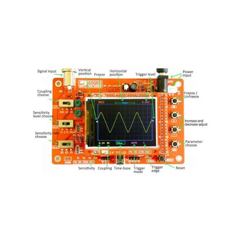DSO138 Open Source 2.4\" TFT 1Msps Digital Oscilloscope DIY Kit+ Probe Unsoldered Flux Workshop STM32 200Khz not assemble