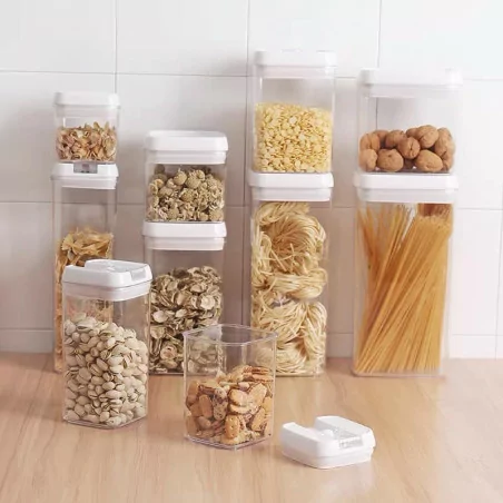 Boîtes en cristal pour conservation des pâtes et céréales 0.5L-1L-1.2L-2.3L kit de 4 Pieces 2