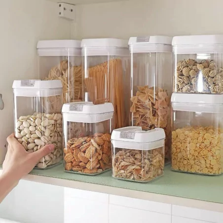 Boîtes en cristal pour conservation des pâtes et céréales 0.5L-1L-1.2L-2.3L kit de 4 Pieces 3