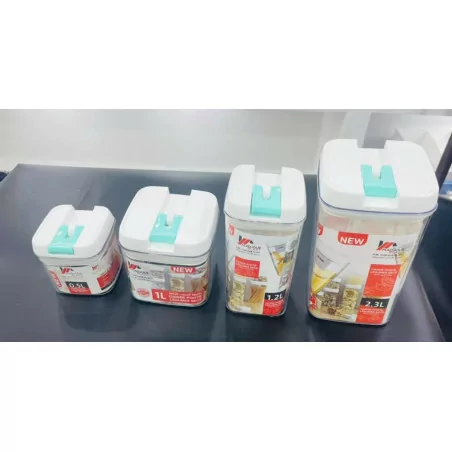 Boîtes en cristal pour conservation des pâtes et céréales 0.5L-1L-1.2L-2.3L kit de 4 Pieces