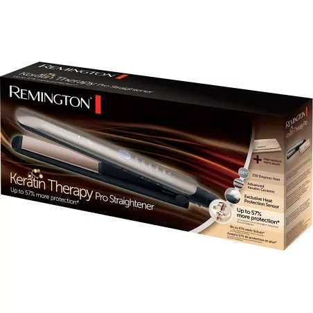 Lisseur Remington, Plaques Advanced Ceramic, Chauffe Rapide, Lissage Professionnel, 5 Températures - S8590 Keratin Therapy