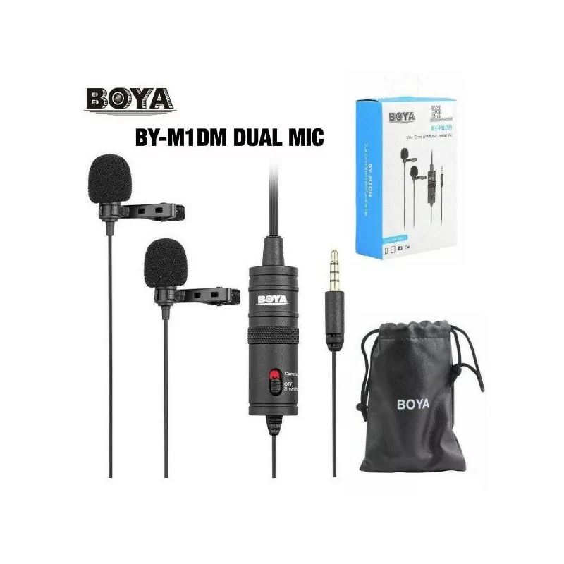 DOUBLE Microphone à revers Lavalier pour Smartphone BOYA BY-M2