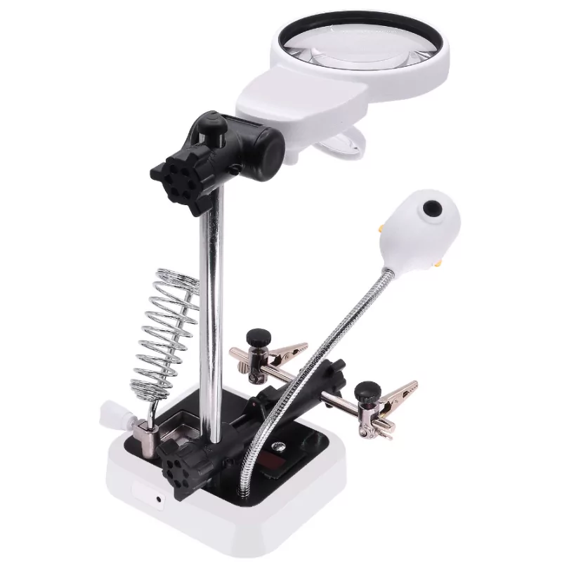 Loupe De Troisième Main MG16129DC 6 LED – Compartiment 3 Piles AA + Câble USB