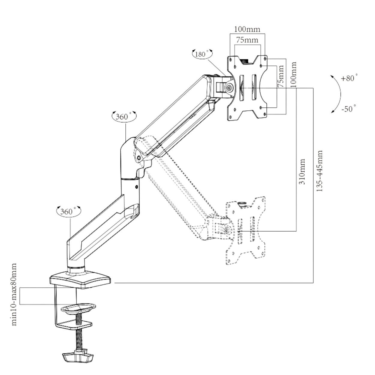Schéma technique support écran CHARVOUNT