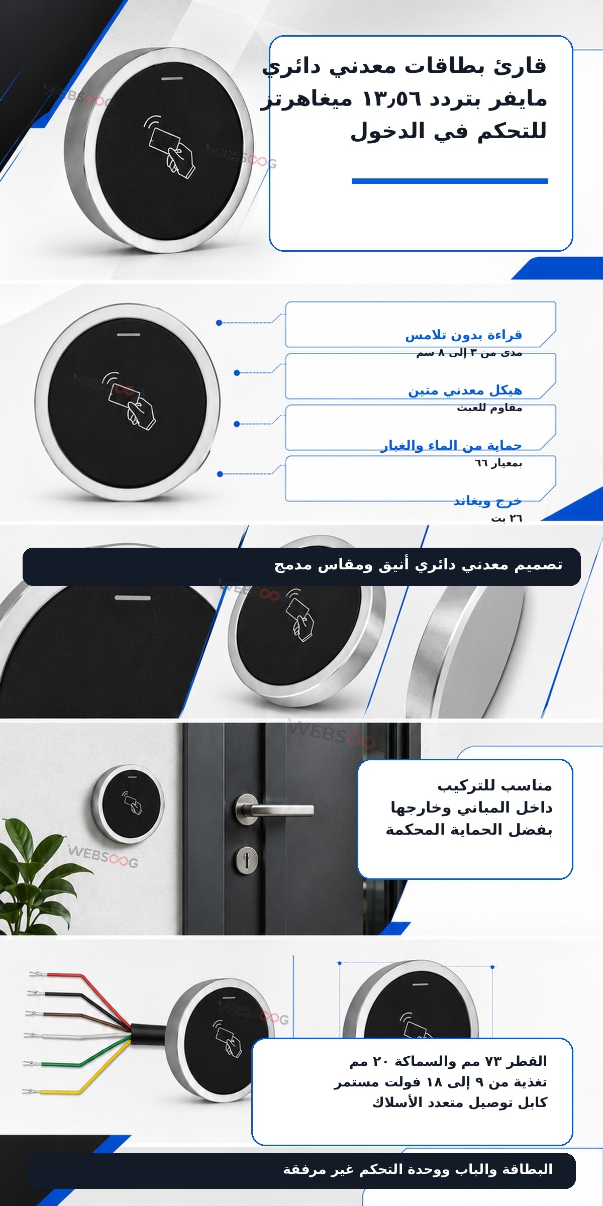 Lecteur RFID Mifare 13 56 MHz Metallique Rond IP66
