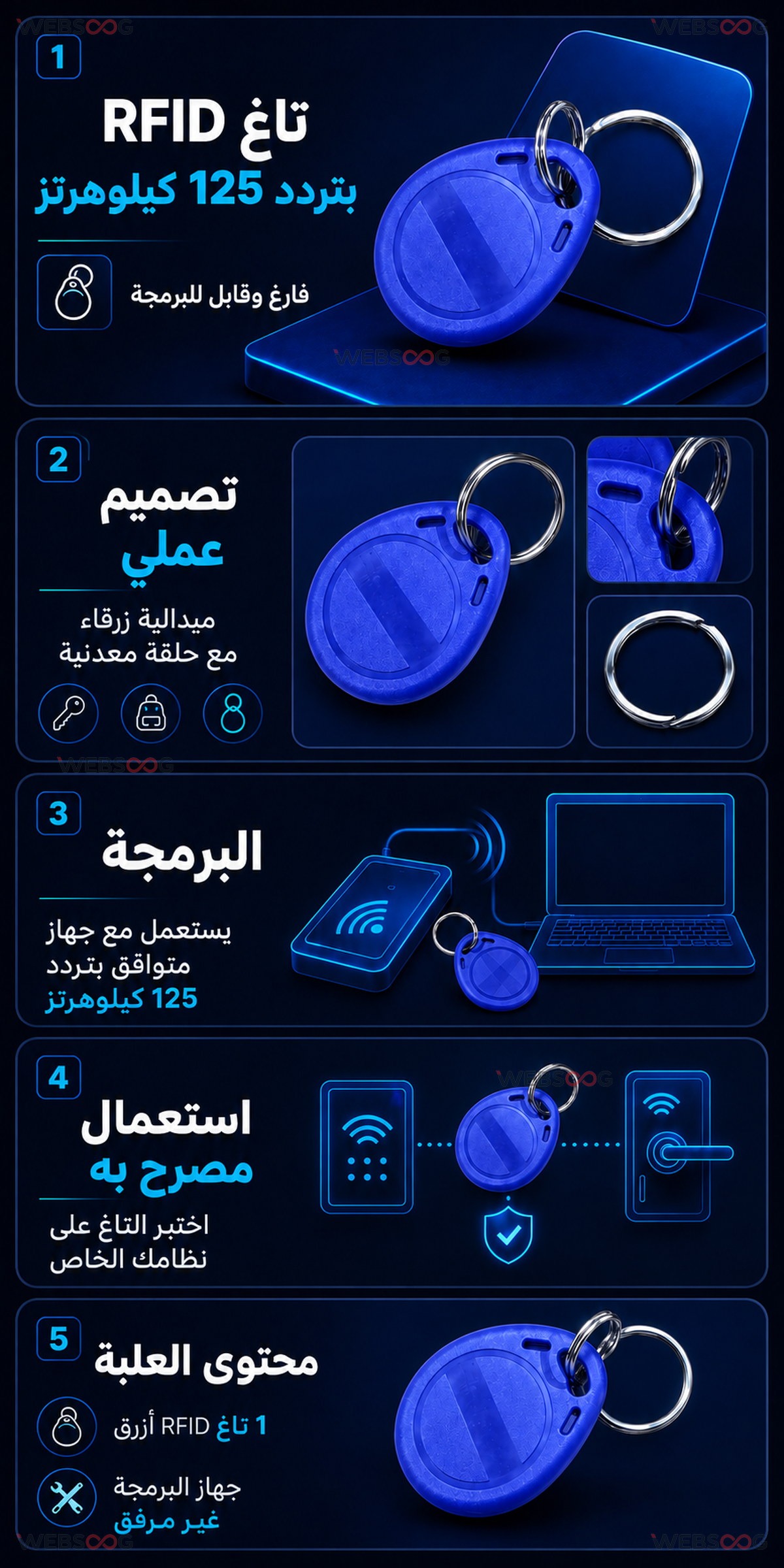 Tag RFID 125 kHz vierge copiable avec porte cles
