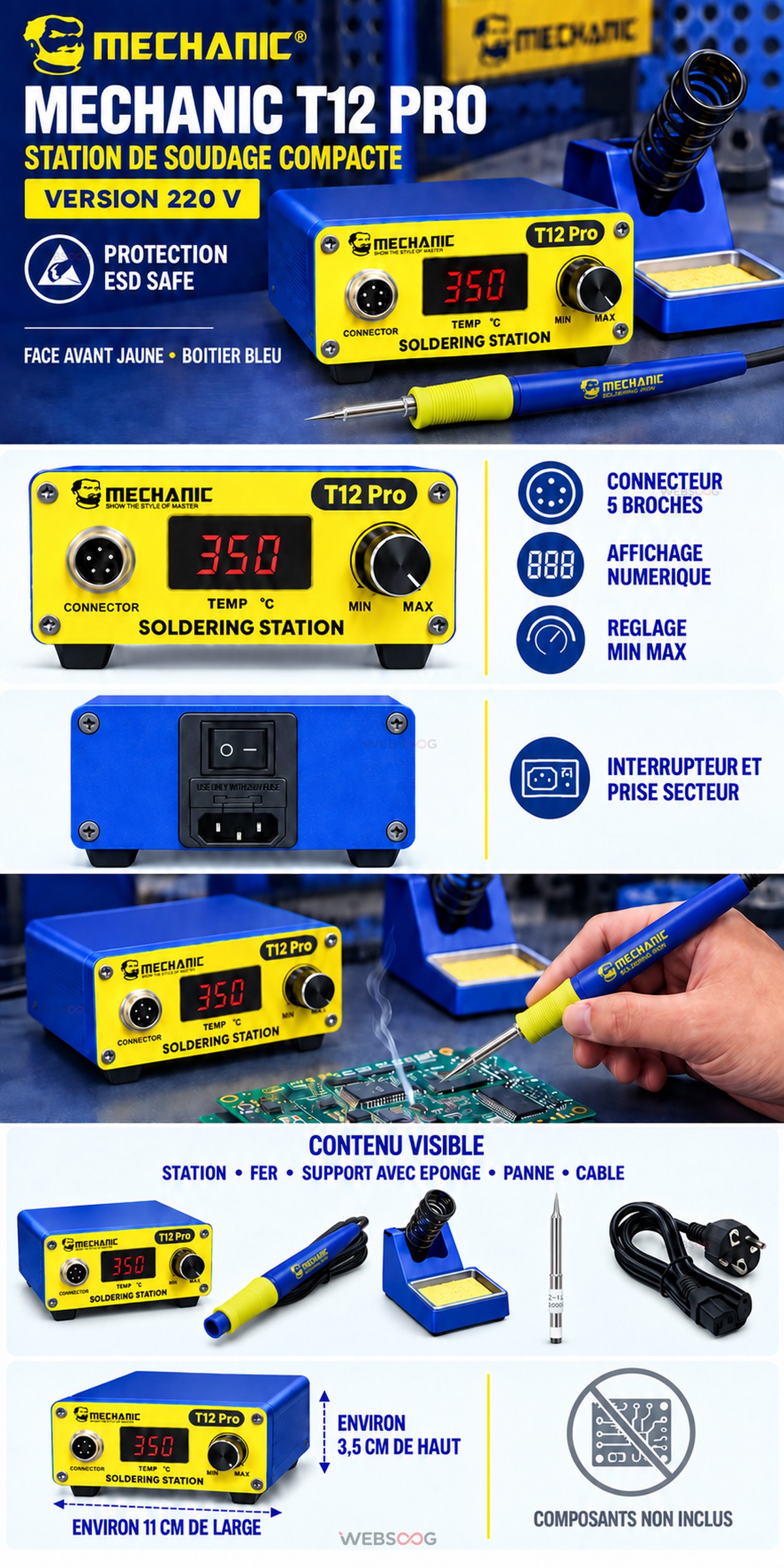 Station de Soudage Compacte MECHANIC T12 Pro 220V ESD