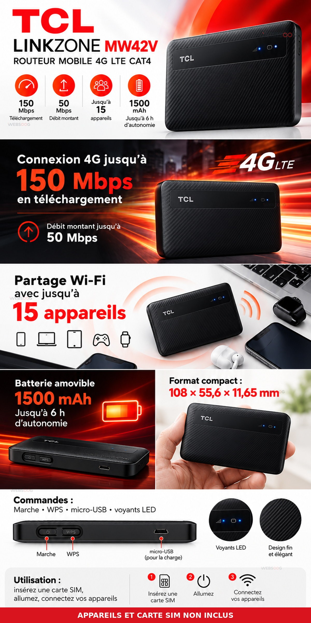 Routeur Mobile 4G LTE TCL LinkZone MW42V
